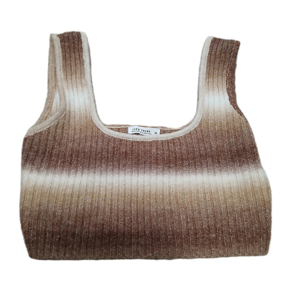 12th Tribe Ribbed Ombre Tank Top in Brown and Cream